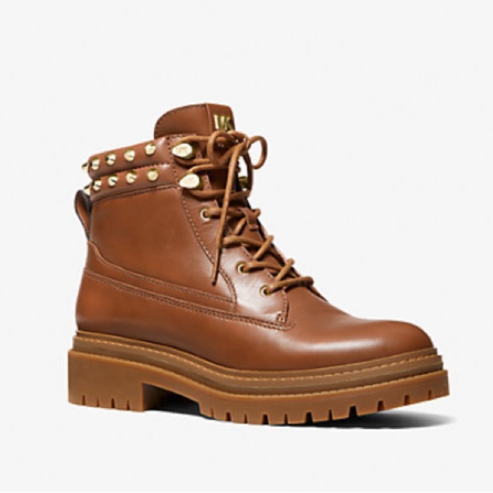 Michael Kors Turner Astor Stud Leather Boot in Brown ✨brand new✨